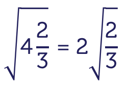 The square root of 4 and two thirds is equal to 2 times the square root of two thirds